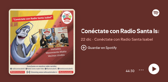 Conéctate con Radio Santa Isabel: Movimiento Matta Vecinos Unidos